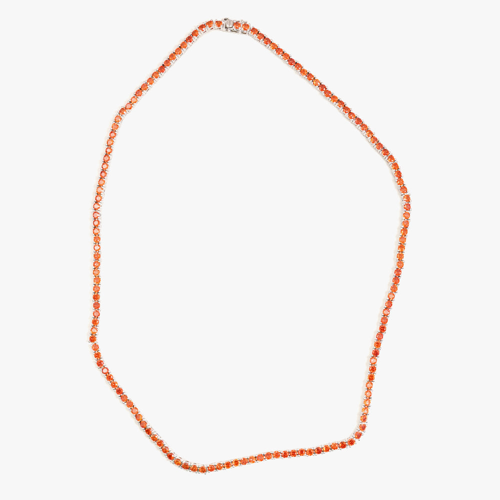 Tennis necklace orange silver