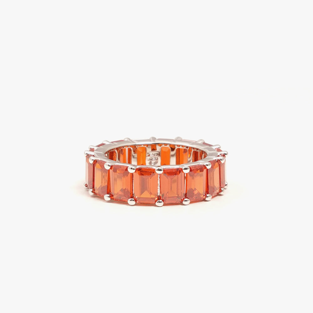 Chunky colorful ring orange silver