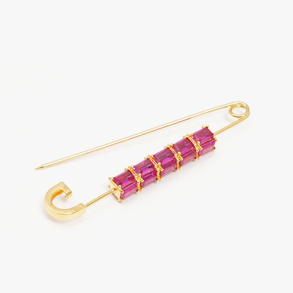 Colorful brooch pin pink gold