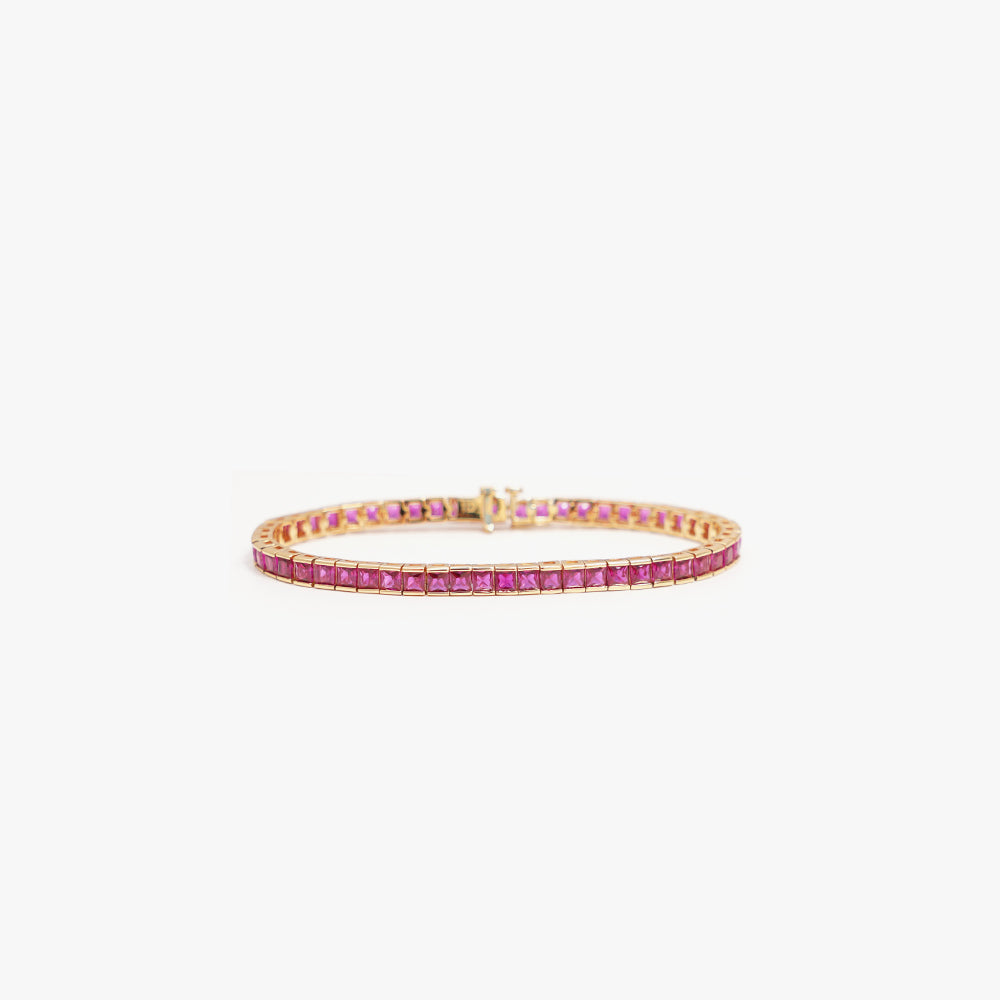 Square tennis bracelet pink gold