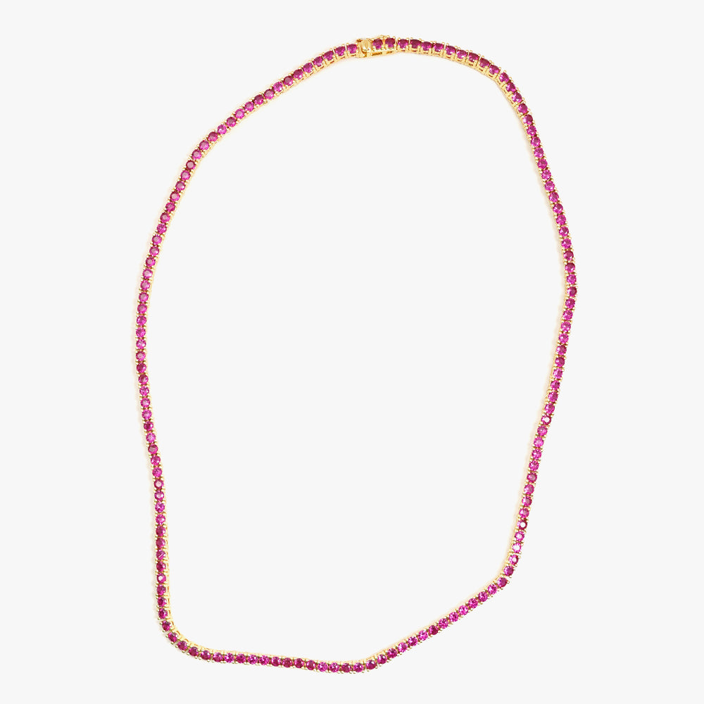 Tennis necklace pink gold