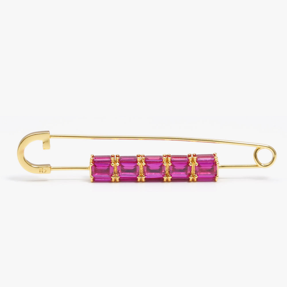 Colorful brooch pin pink gold
