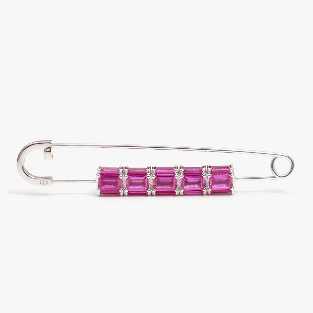 Colorful brooch pin pink silver