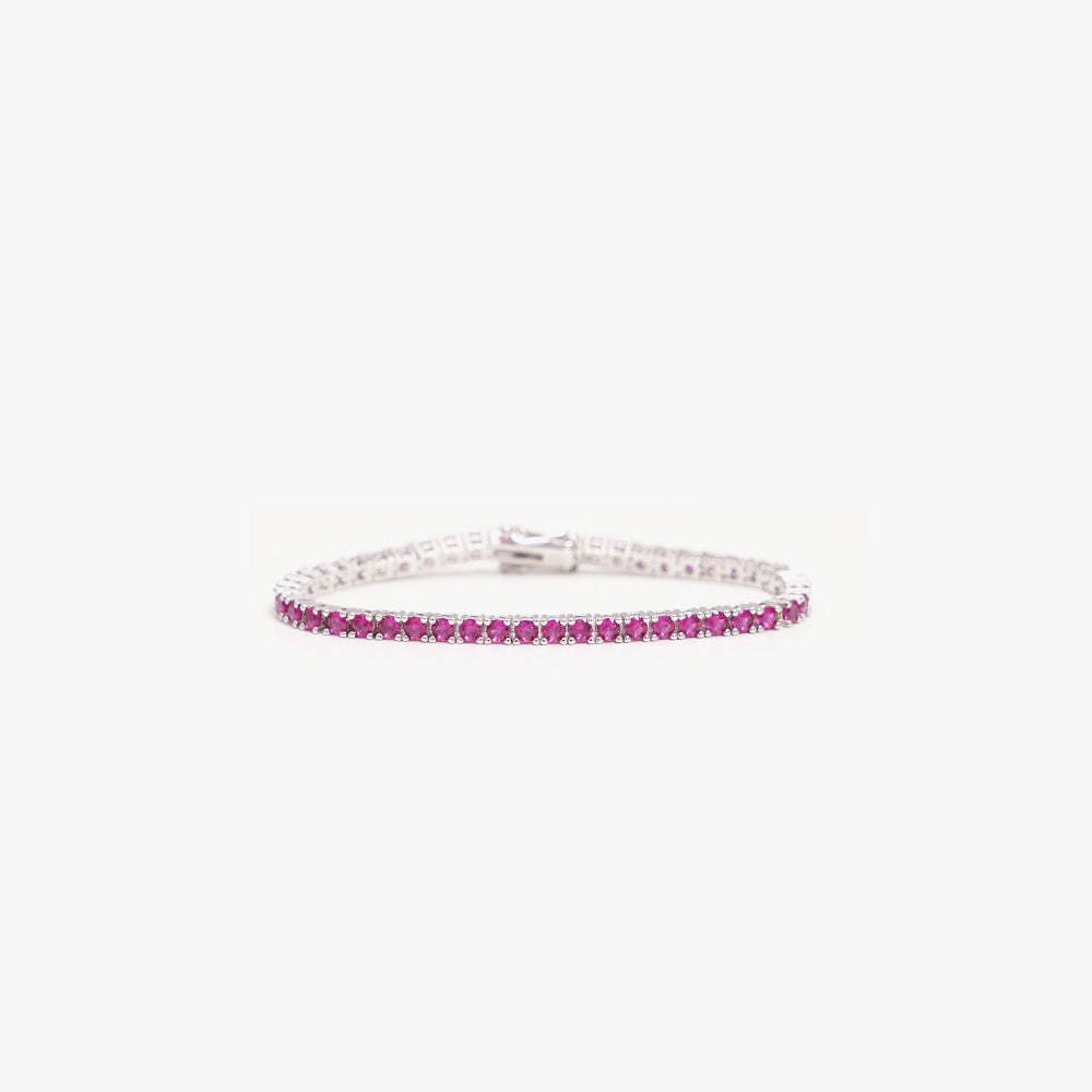 Tennis bracelet pink silver