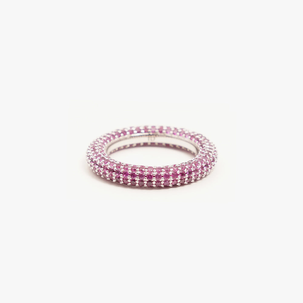 Colorful ring pink silver