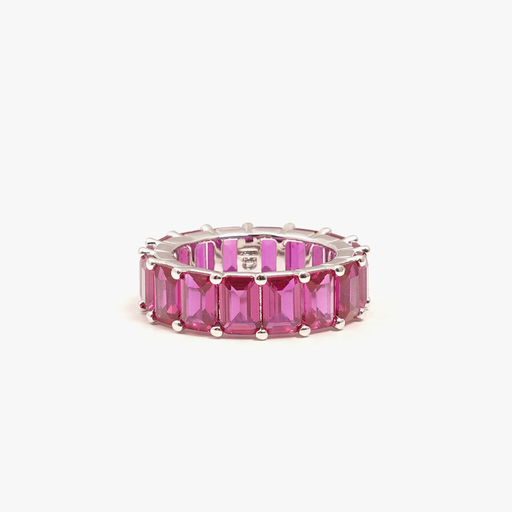 Chunky colorful ring pink silver