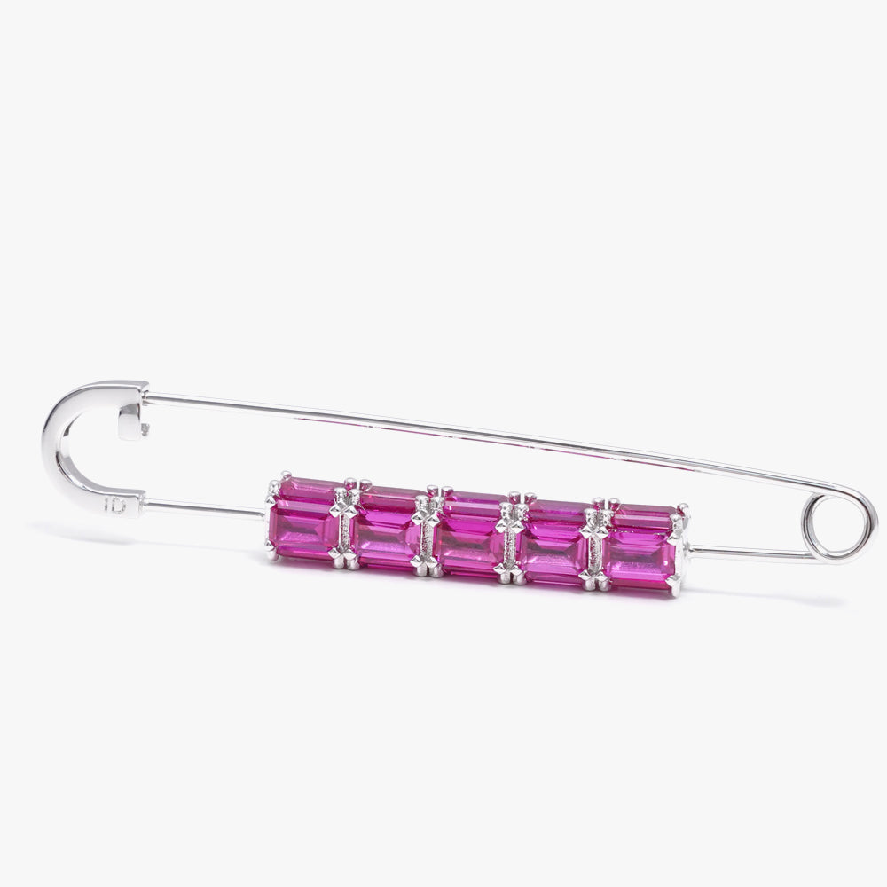 Colorful brooch pin pink silver