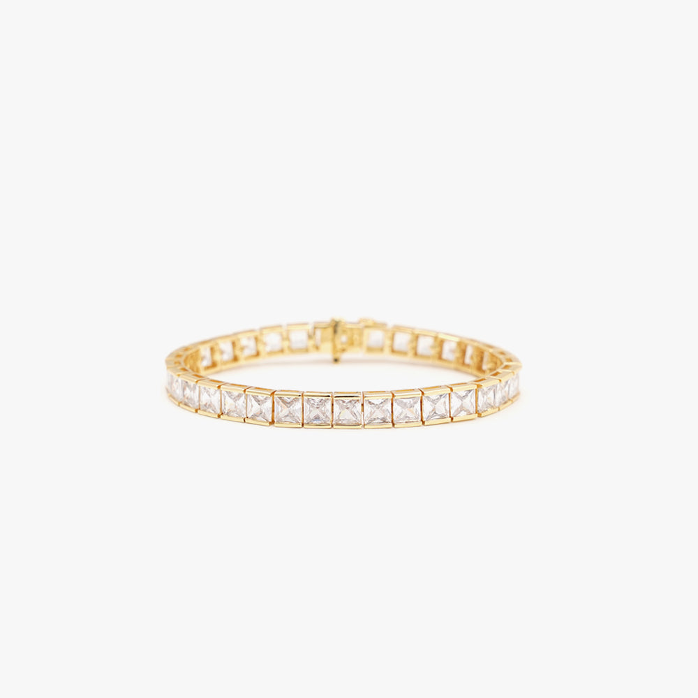Thick square tennis bracelet white gold
