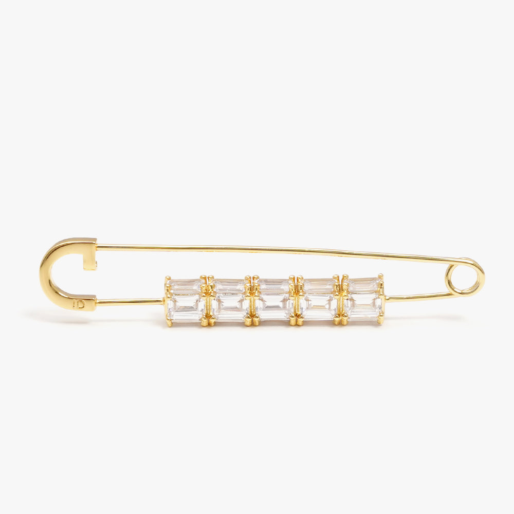 Colorful brooch pin white gold