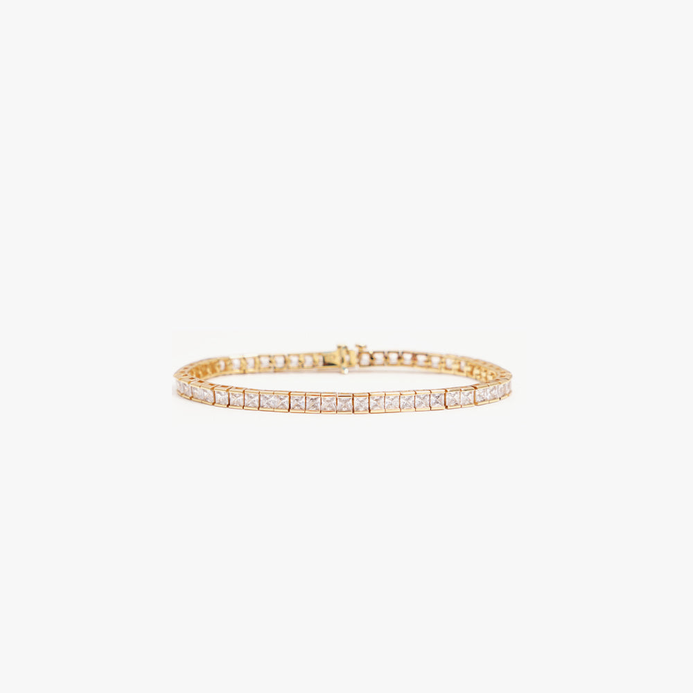 Square tennis bracelet white gold