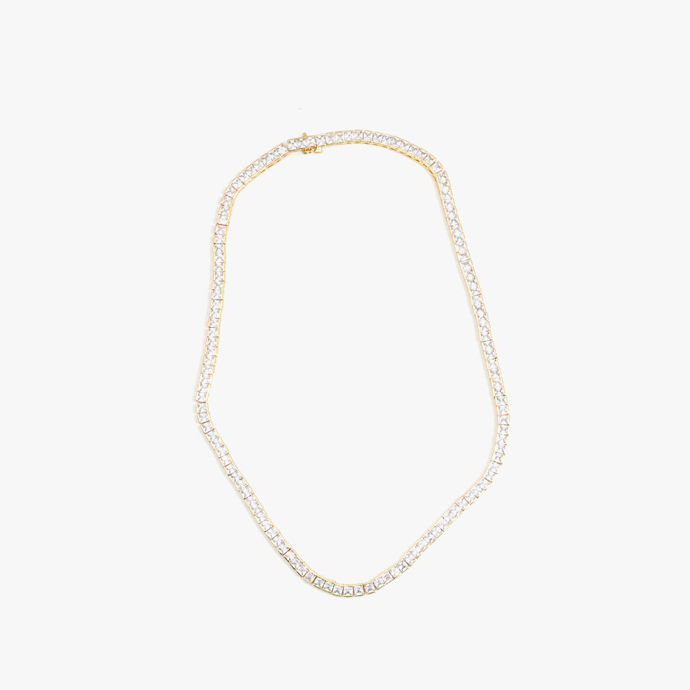 Square tennis necklace white gold