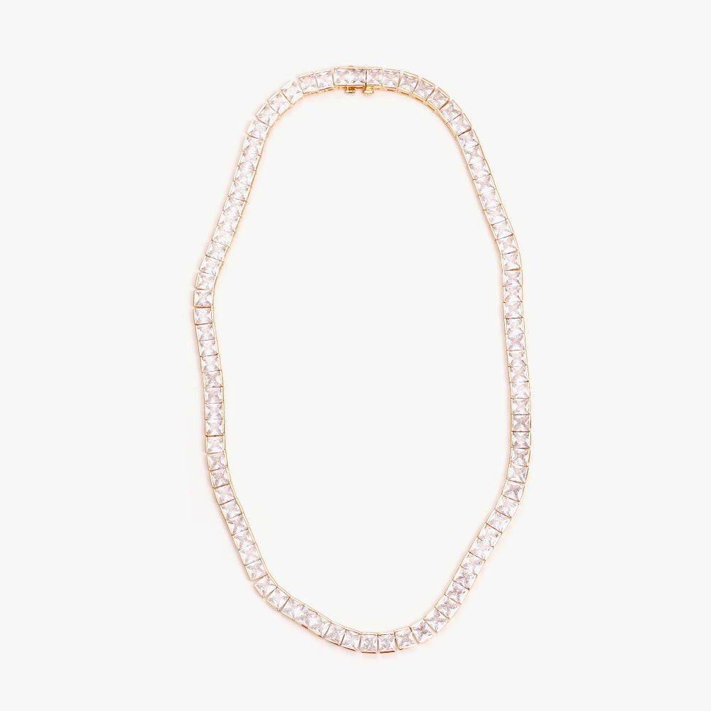 Thick square tennis necklace white gold